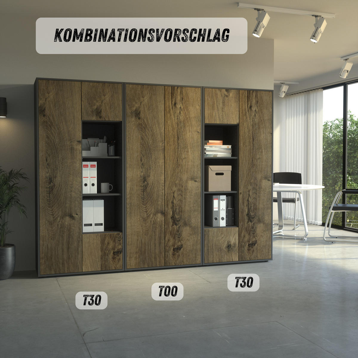 AKTENSCHRANK Amira T30 Eiche Ribbeck 180/80/40 cm - Alteiche, Holzwerkstoff (80/180/40cm) - SIMPLYFURN