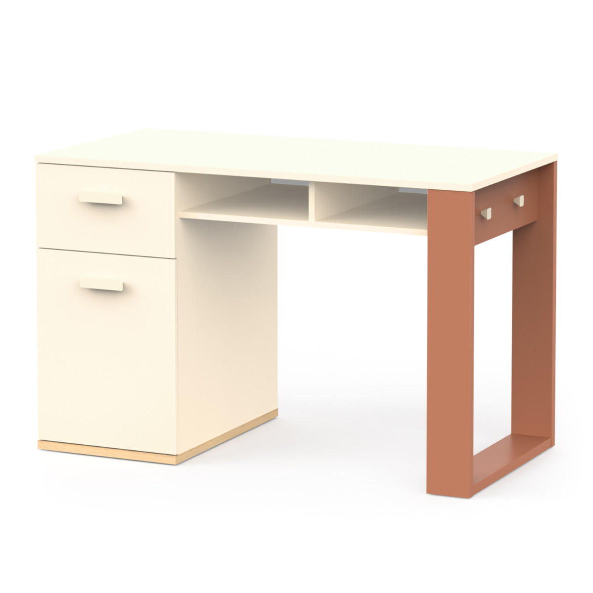 SCHREIBTISCH mit 1 tür, 1 schublade und 2 fächern - camillia 120/59,8/76,5 cm - Beige, Holz (59.8/76.5/120cm) - Demeyere