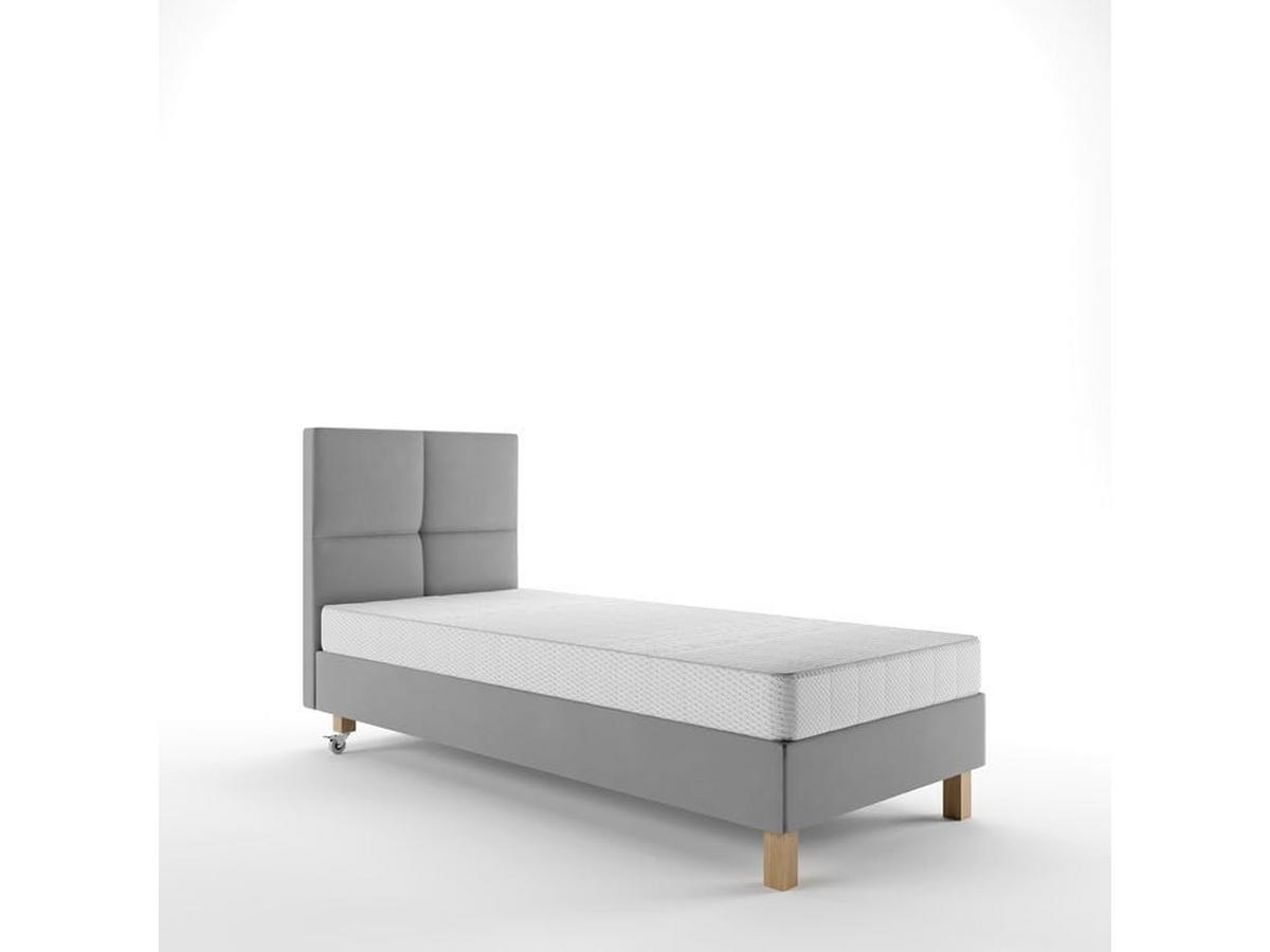 BETT für Hotel DUBAJ 70 x 200 cm, Polsterbett mit Rädern, Taschenmatratze, Einzelbett, 1 Stück, Grau - Grau, Holz/Buchenholz (70/200cm) - Trada