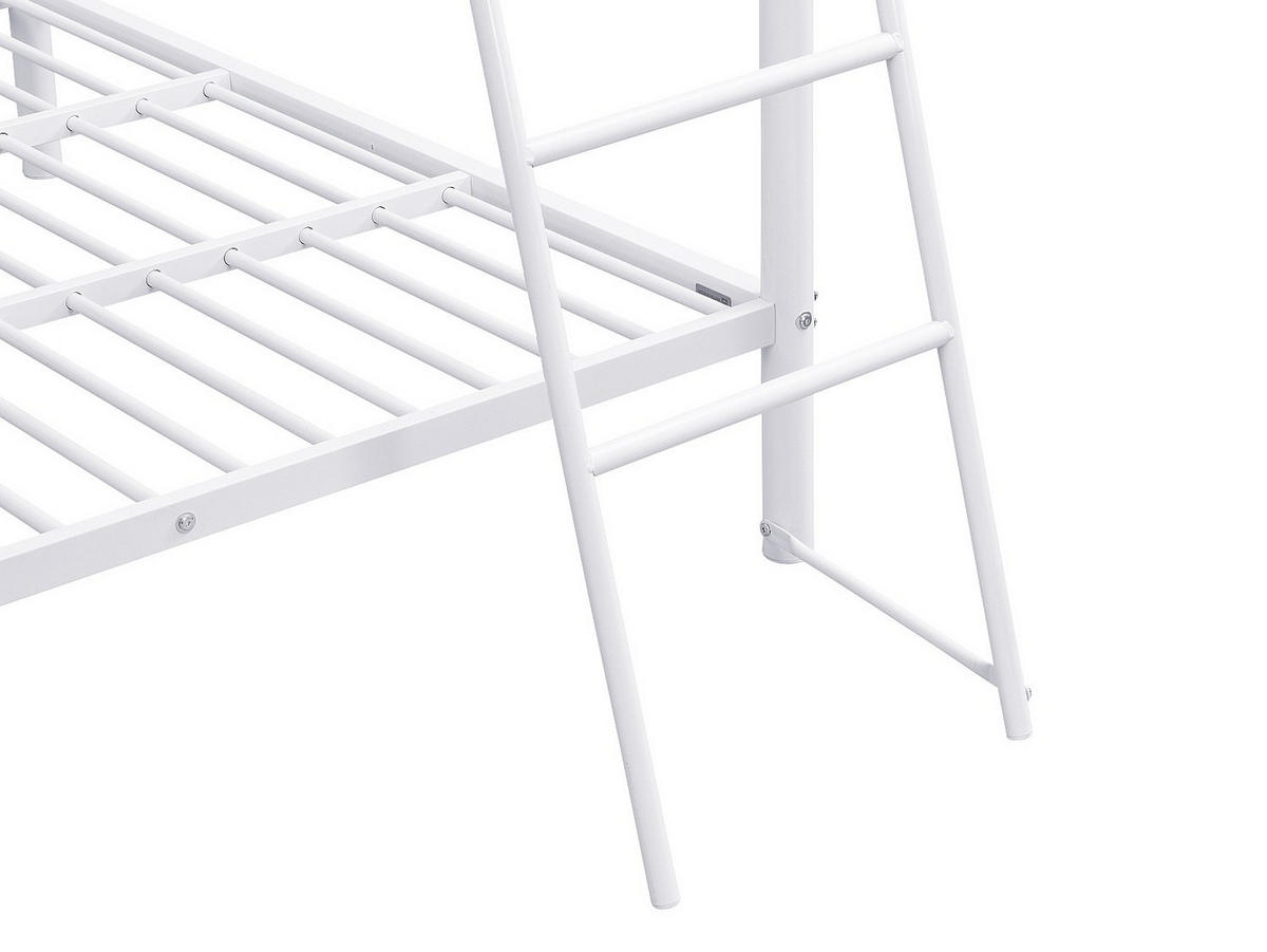 ETAGENBETT + Matratze - 2 x 140 x 190 cm - Metall - Weiß - GEMINI II - Weiß, Metall (140/199cm) - Vente-Unique