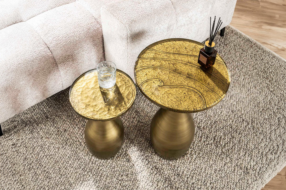 BEISTELLTISCH MOKKA Gold Glas - Goldfarben, Glas/Metall (40/40/60cm) - KAWOLA