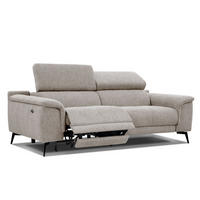 RELAXSOFA FIERO 3-Sitzer mit 1 Relaxfunktion, taupe - Taupe/Schwarz, Holzwerkstoff/Textil (212/82/103cm) - Courtois Laville