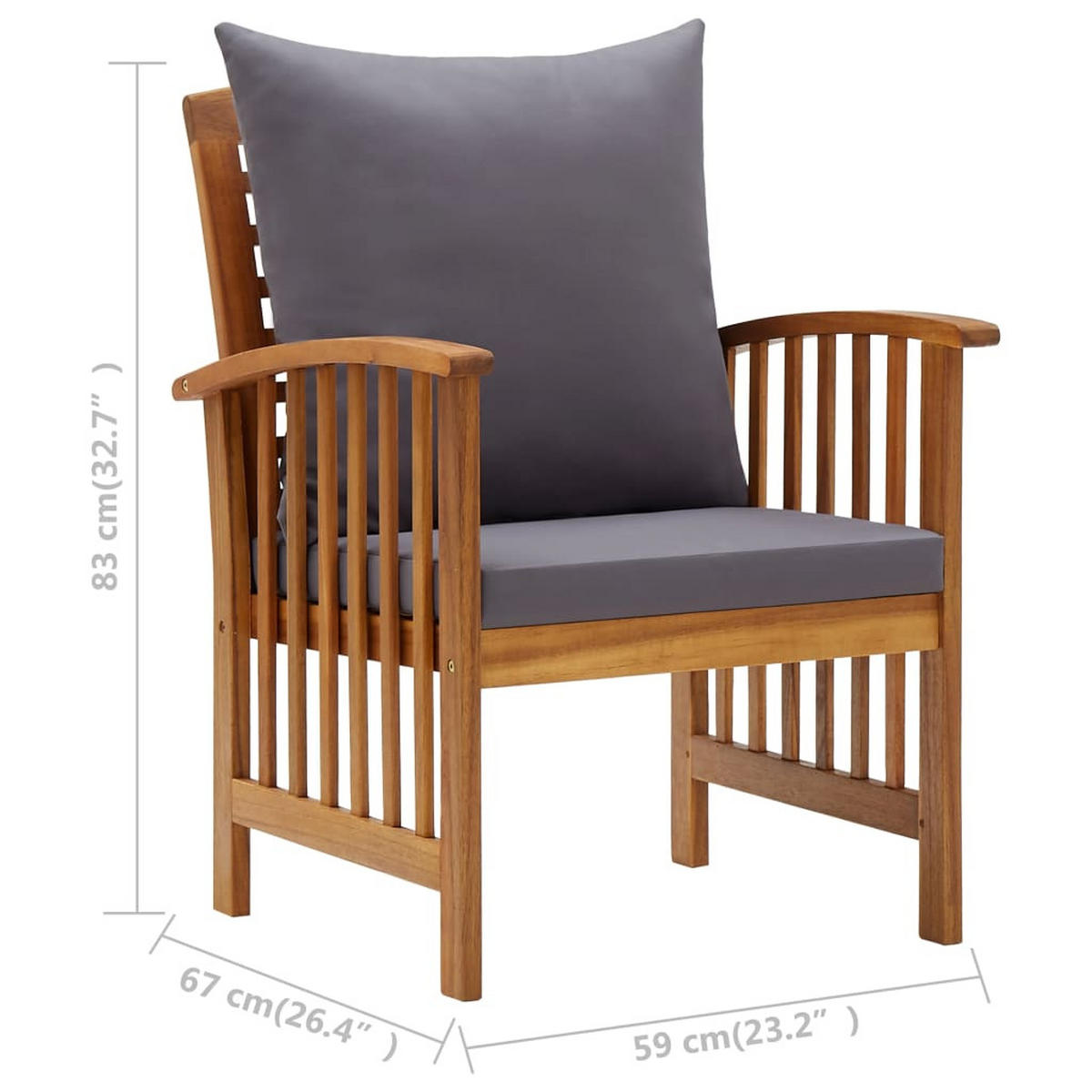 GARTEN-LOUNGE-SET 5-teilig Mit Auflagen Massivholz Akazie - Dunkelgrau, Holz/Textil - vidaXL