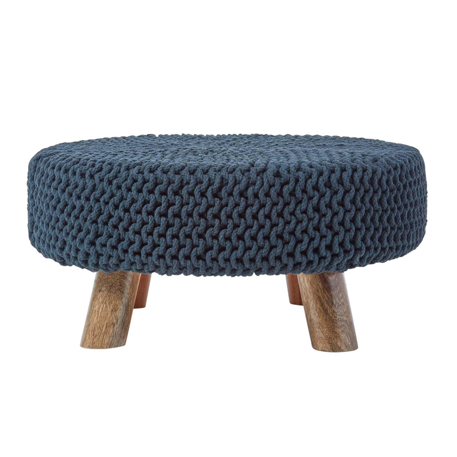 STRICK-HOCKER schwarz, rund 62/62/30 cm - Schwarz, Textil (62/30/62cm) - Homescapes