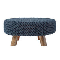 STRICK-HOCKER schwarz, rund 62/62/30 cm - Schwarz, Textil (62/30/62cm) - Homescapes