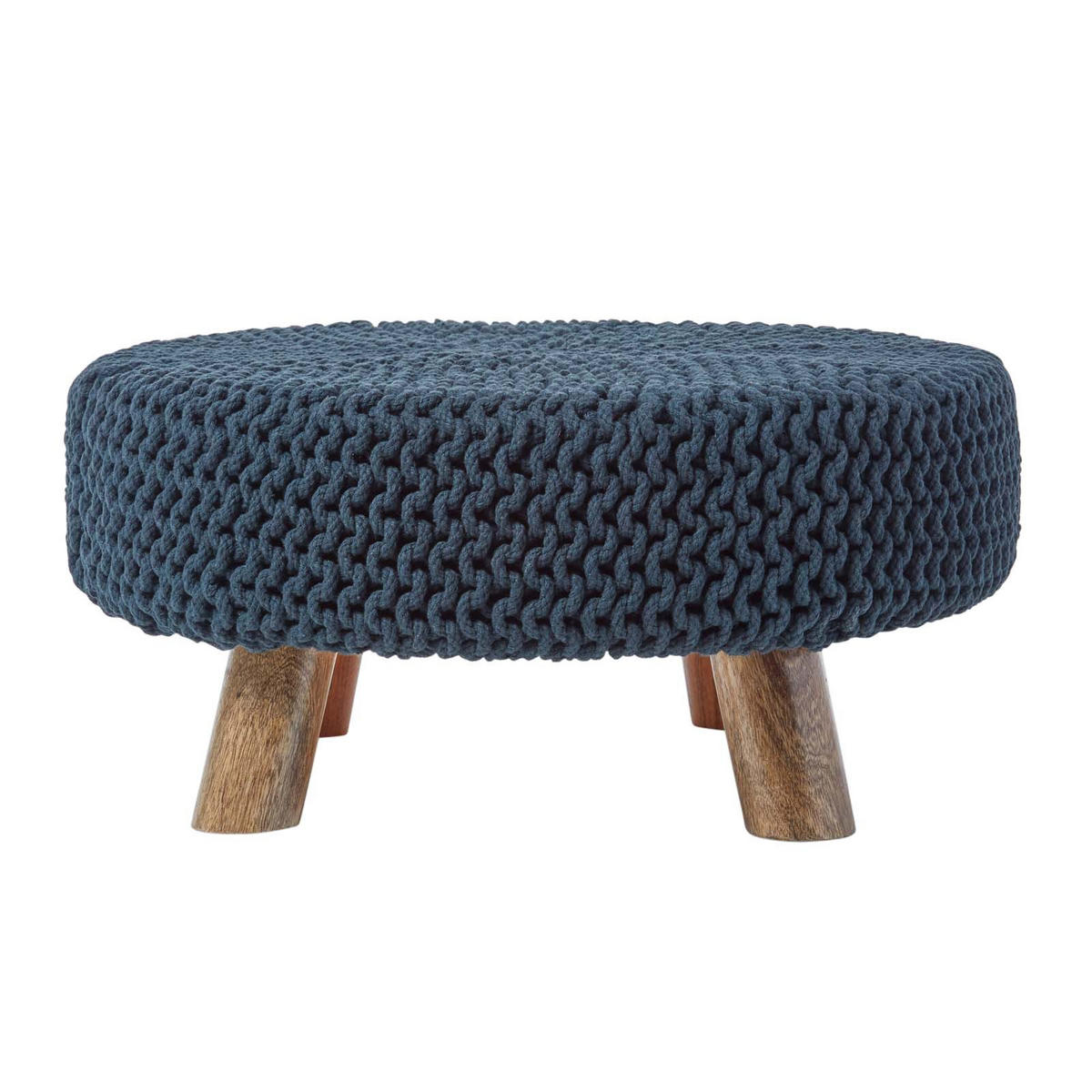 STRICK-HOCKER schwarz, rund 62/62/30 cm - Schwarz, Textil (62/30/62cm) - Homescapes