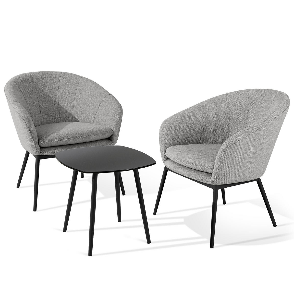 GARTENMÖBELSET SOLIS Gartenlounge-Set, grau/schwarz - Grau, Textil/Metall - KONSIMO®