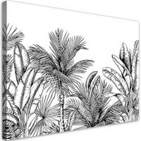 WANDBILD palmen blätter grau pflanzen - Schwarz, Textil (60/40cm) - Feeby