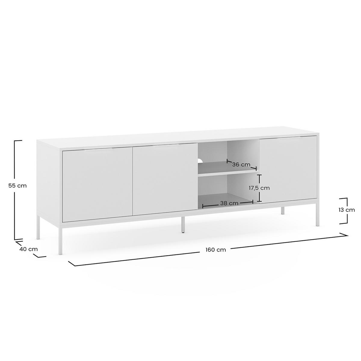 TV-ELEMENT Auri 3 türen Weiß - Weiß, Holzwerkstoff (160/55/40cm) - VS Venta-stock