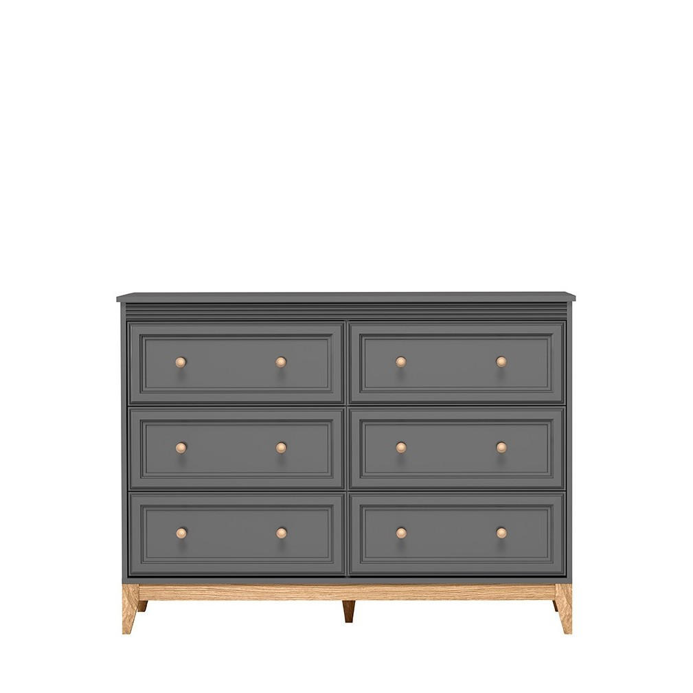 KOMMODE SUOLO 135,5/100/40,5cm mit 6 Schubladen Türen Grau - Grau, Holzwerkstoff (135.5/100/40.5cm) - MASSENO