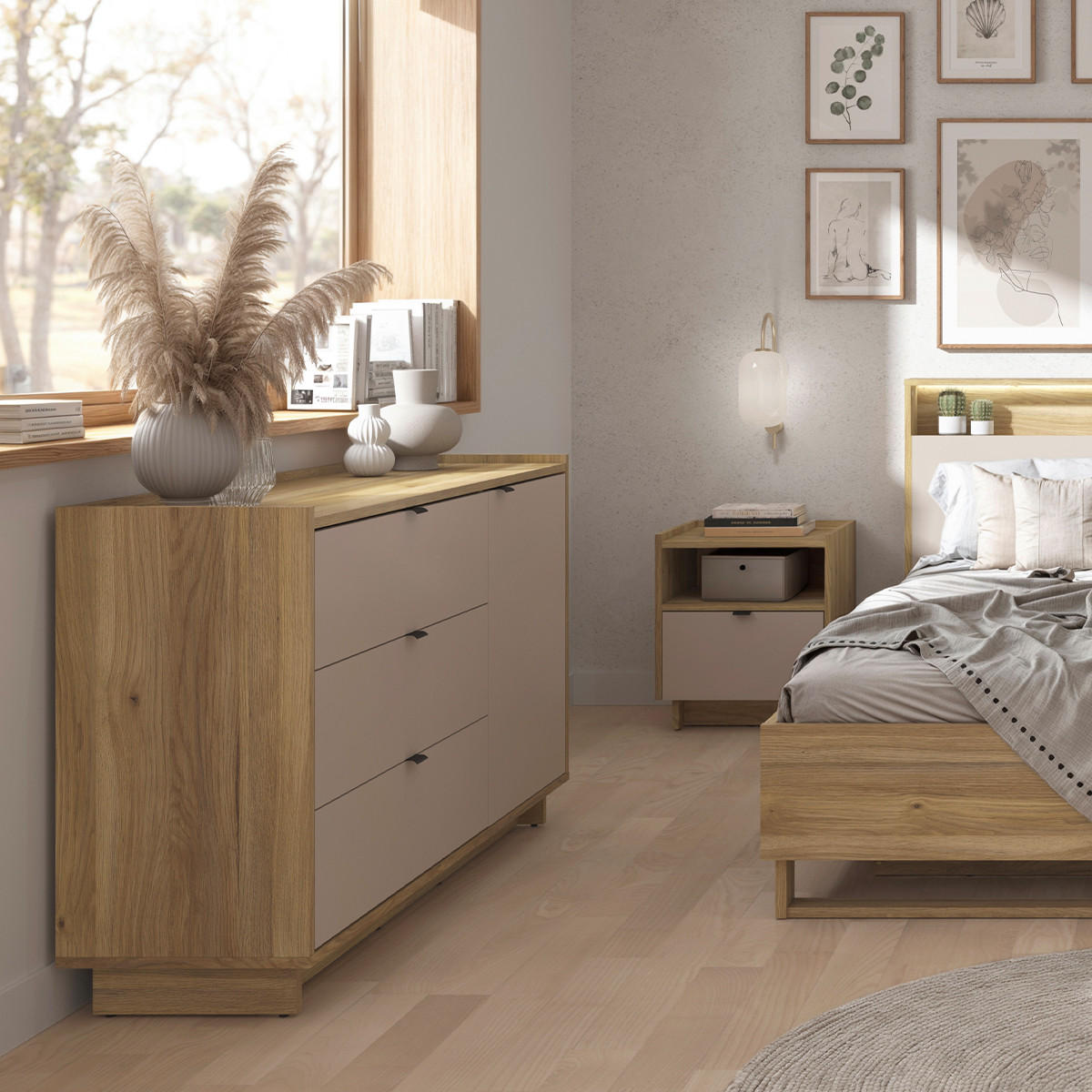 KOMODA Donna Kašmír - béžová, kompozitní dřevo (134/86/42cm) - Petits-meubles