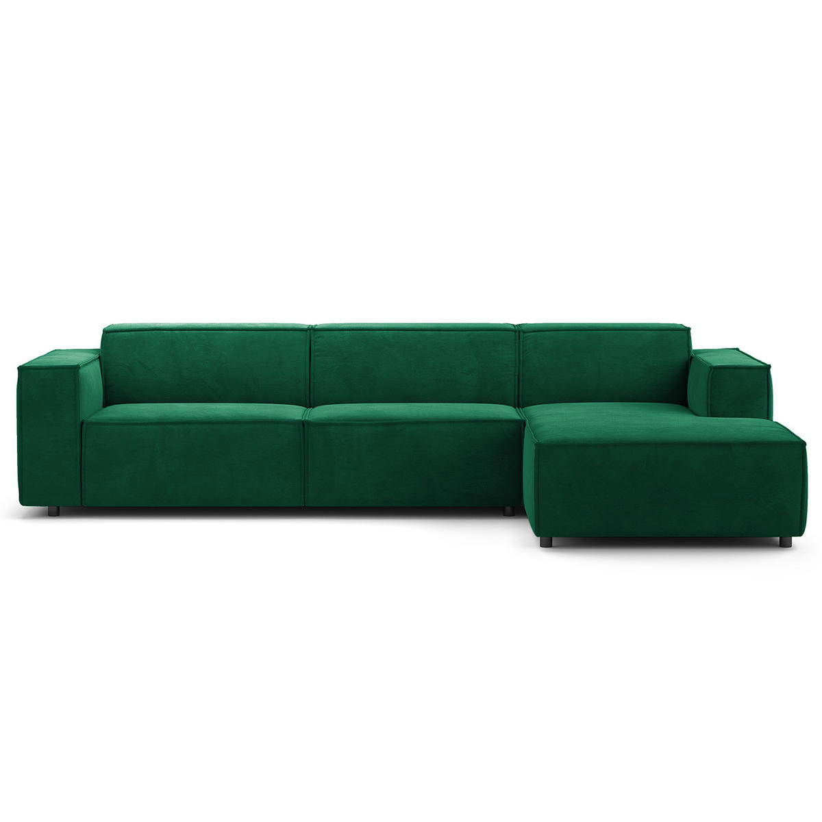 ECKSOFA mit Longchair - Dunkelgrün/Schwarz, Kunststoff/Textil (294/177cm) - home24
