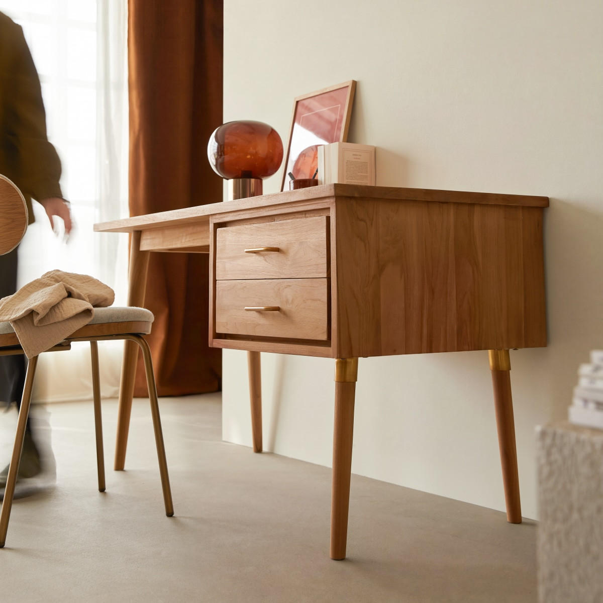 KINDER-SCHREIBTISCH Kort Natur aus Teak - Naturfarben, Holz (130/74/60cm) - Tikamoon