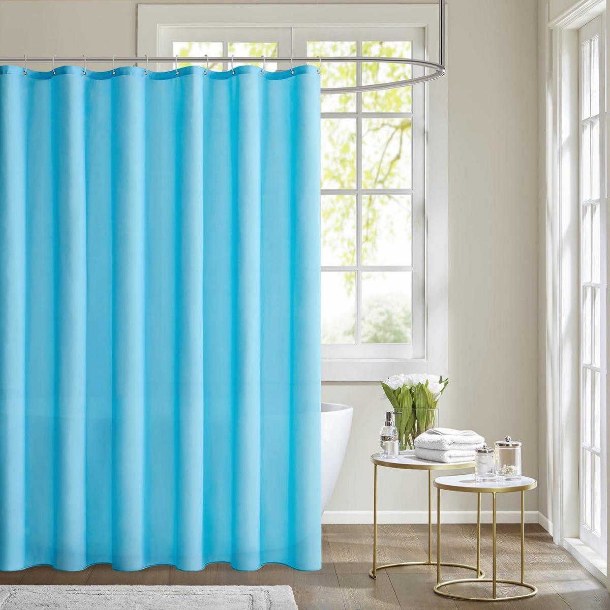 DUSCHVORHANG Hellblau 180 x 200 cm - Hellblau, Textil (180/200cm)