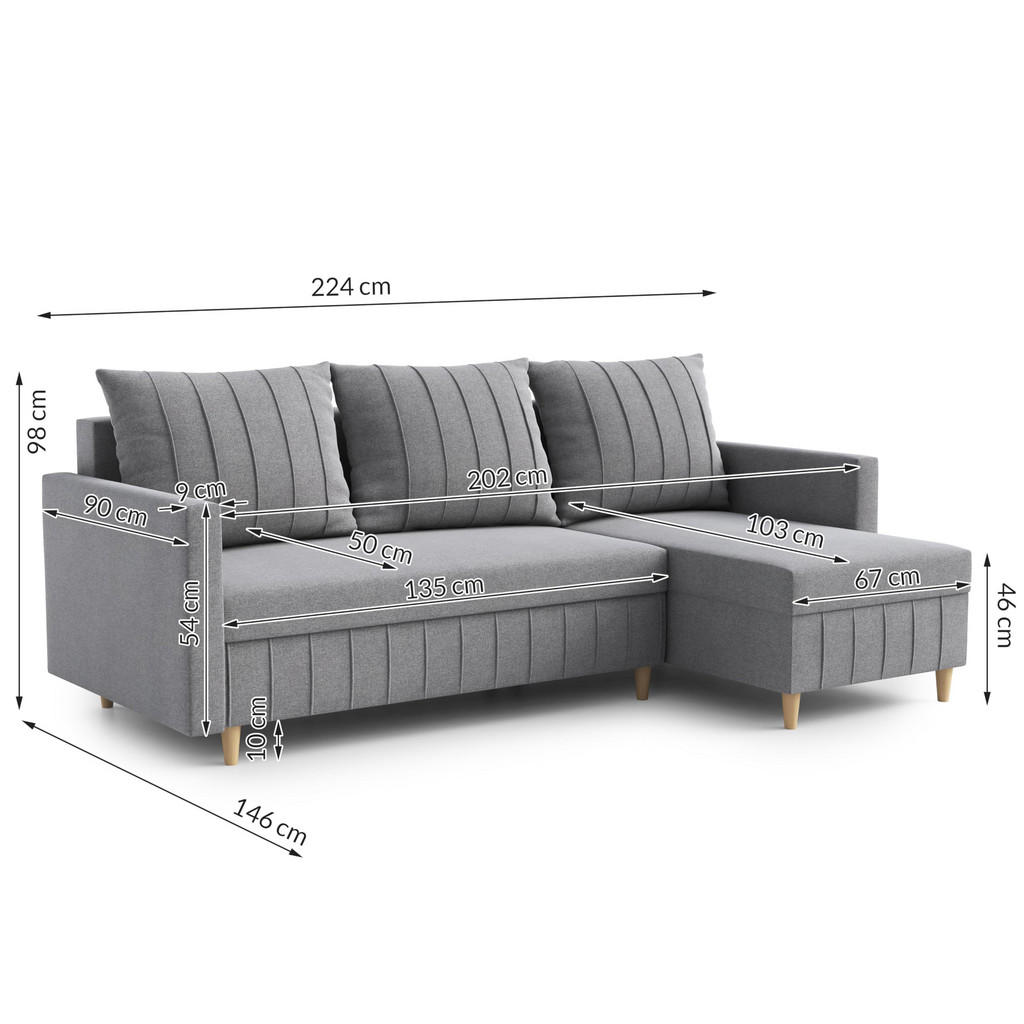 Thumbnail - DomoHome Ecksofa, Dunkelgrau, Textil, Rechteckig, 224x146 cm, Wohnzimmer, Sofas & Couches, Wohnlandschaften, Ecksofas