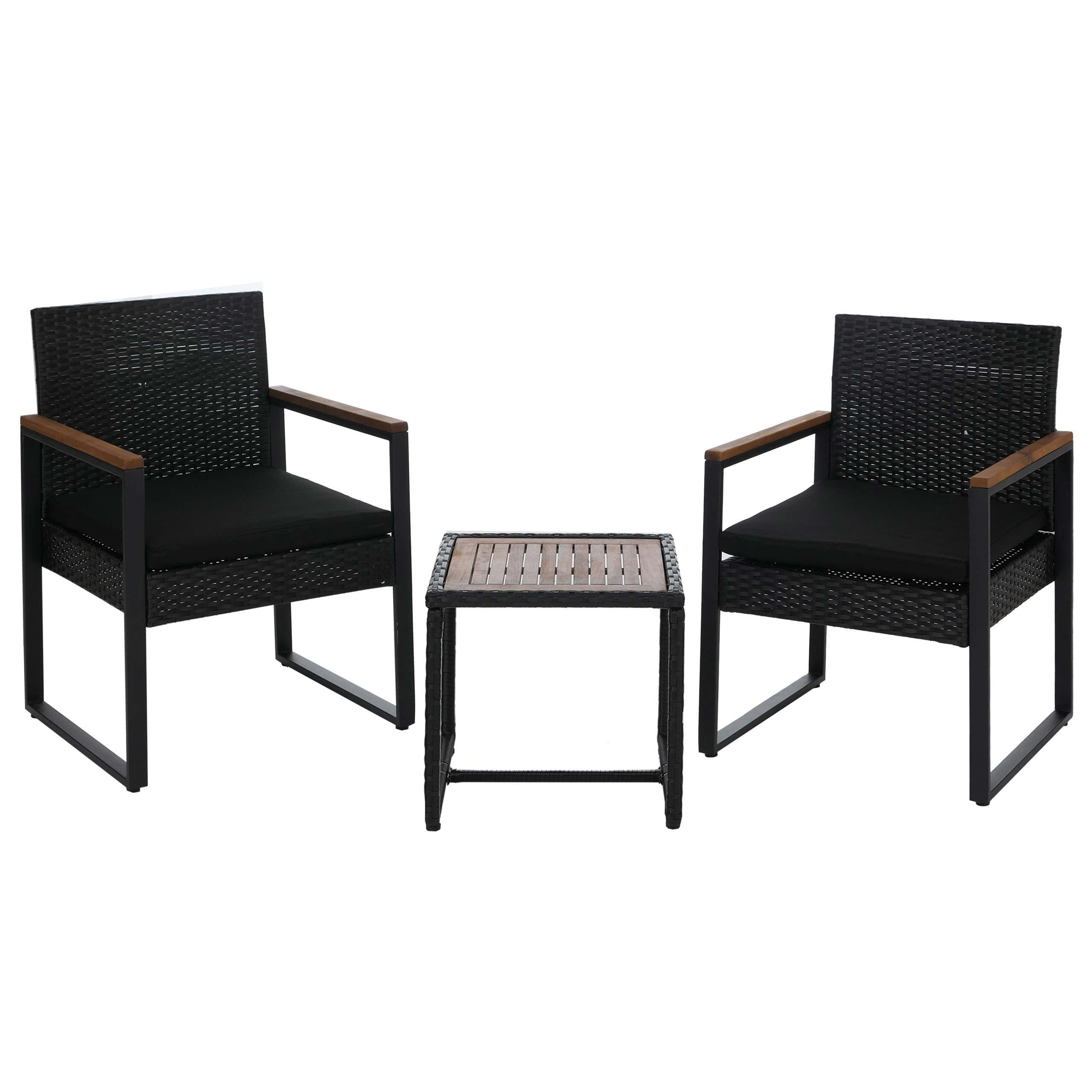 LOUNGE-SET Garten 2x Stuhl Schwarz Polster Schwarz - Schwarz, Metall - PROREGAL