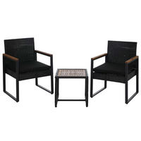 LOUNGE-SET Garten 2x Stuhl Schwarz Polster Schwarz - Schwarz, Metall - PROREGAL