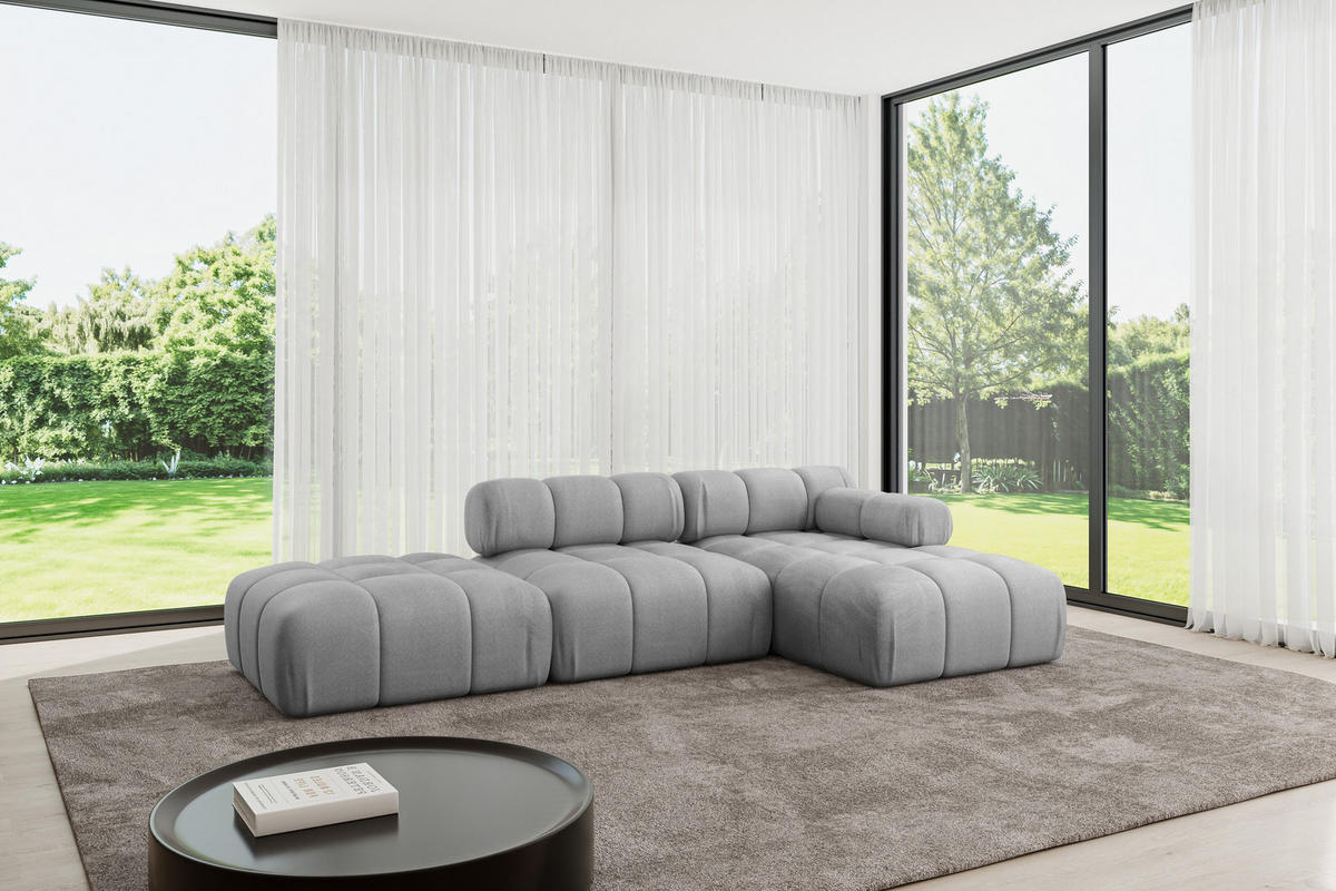 ECKSOFA modulares Sofa Lizur-L1 - 285x160x70 cm Hellgrau Velours - Hellgrau, Holzwerkstoff/Textil (285/160cm) - ALTDECOR