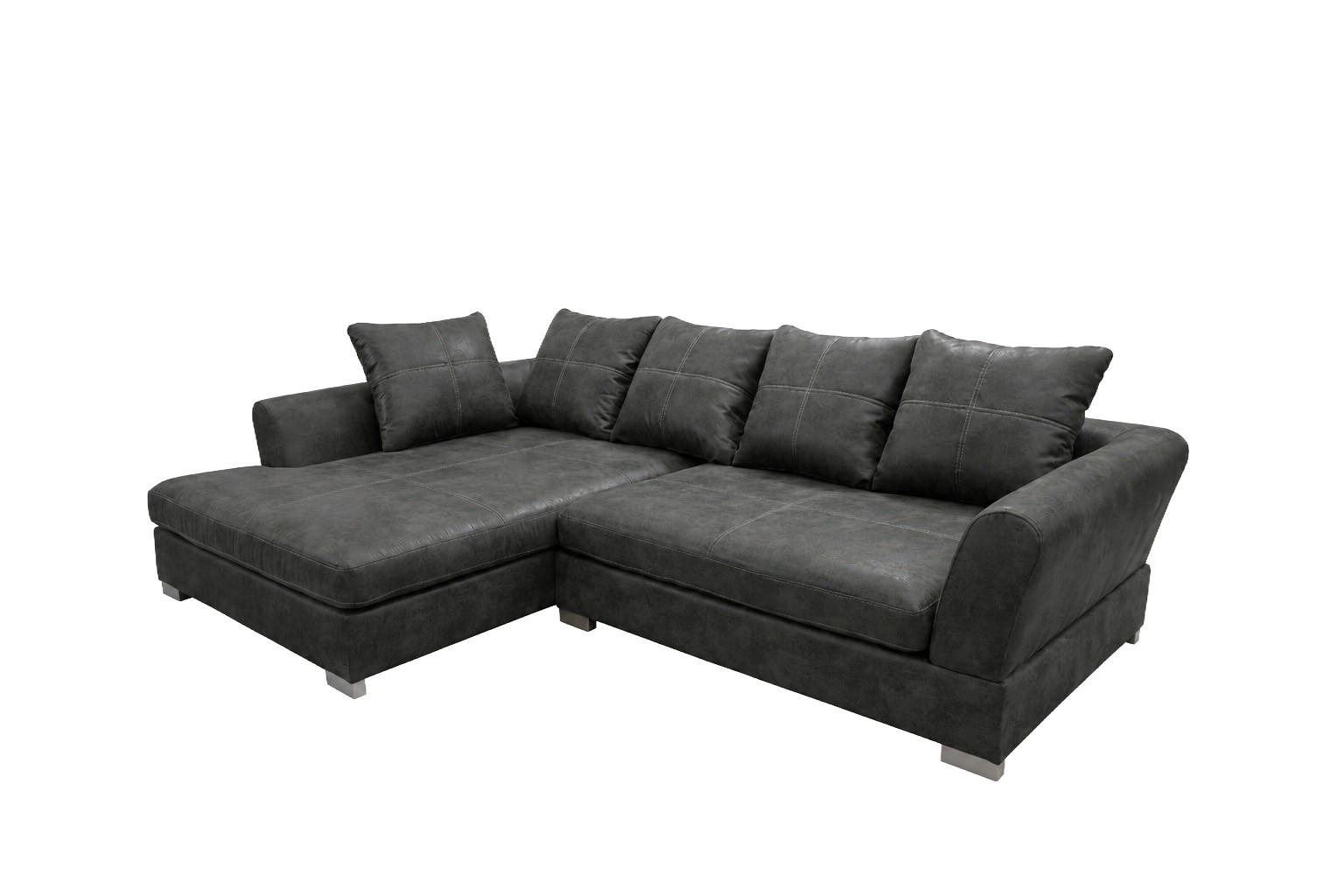ECKSOFA L-Form, Möbelbezugsstoff Preston, Graphit, Links, ANNA - Graphitfarben, Holz (290/182cm) - Kaiser Möbel
