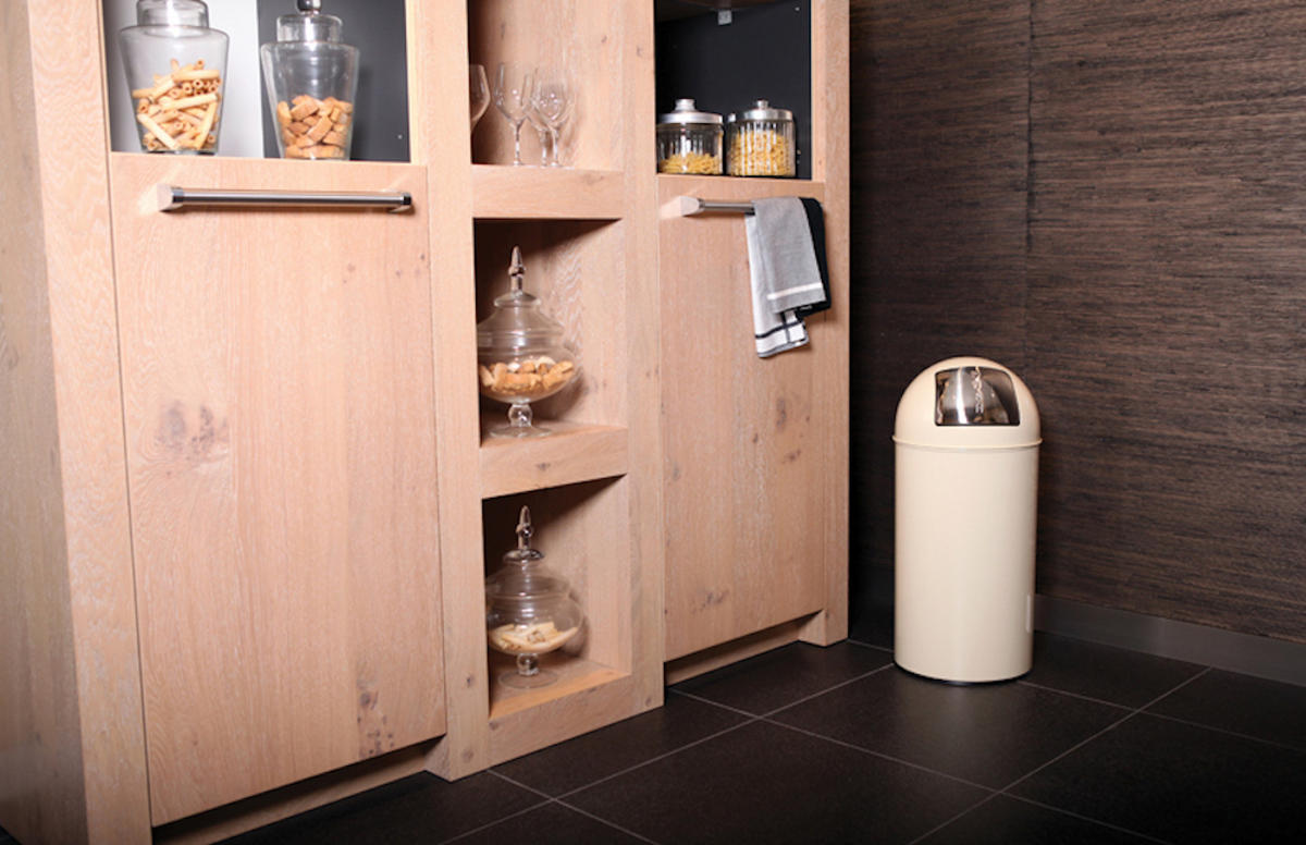 MÜLLEIMER Mit Pushdeckel & Inneneimer Aus Metall 40 Liter 74 x 34 x 34 cm Creme - Beige, Metall (34/74/34cm) - PROREGAL