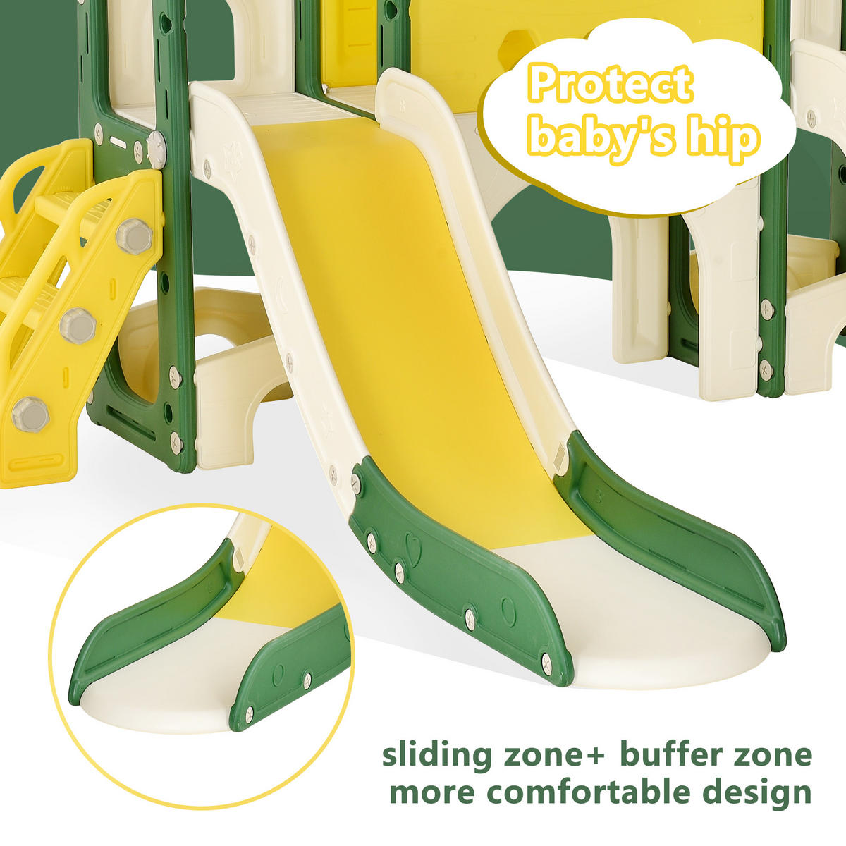 KINDERRUTSCHE 7 in 1, Gelb/Grün - Grün, Kunststoff (203/166cm)