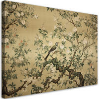 LEINWANDBILD Vogel Abstrakt Chinoiserie 60x40cm - Grün, Textil (60/40cm) - Feeby