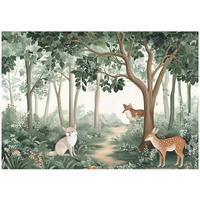 FOTOTAPETE Kinderzimmer Wald Tiere Vlies Tapete 200x140 - Multicolor, Papier (200/140cm) - Wallarena