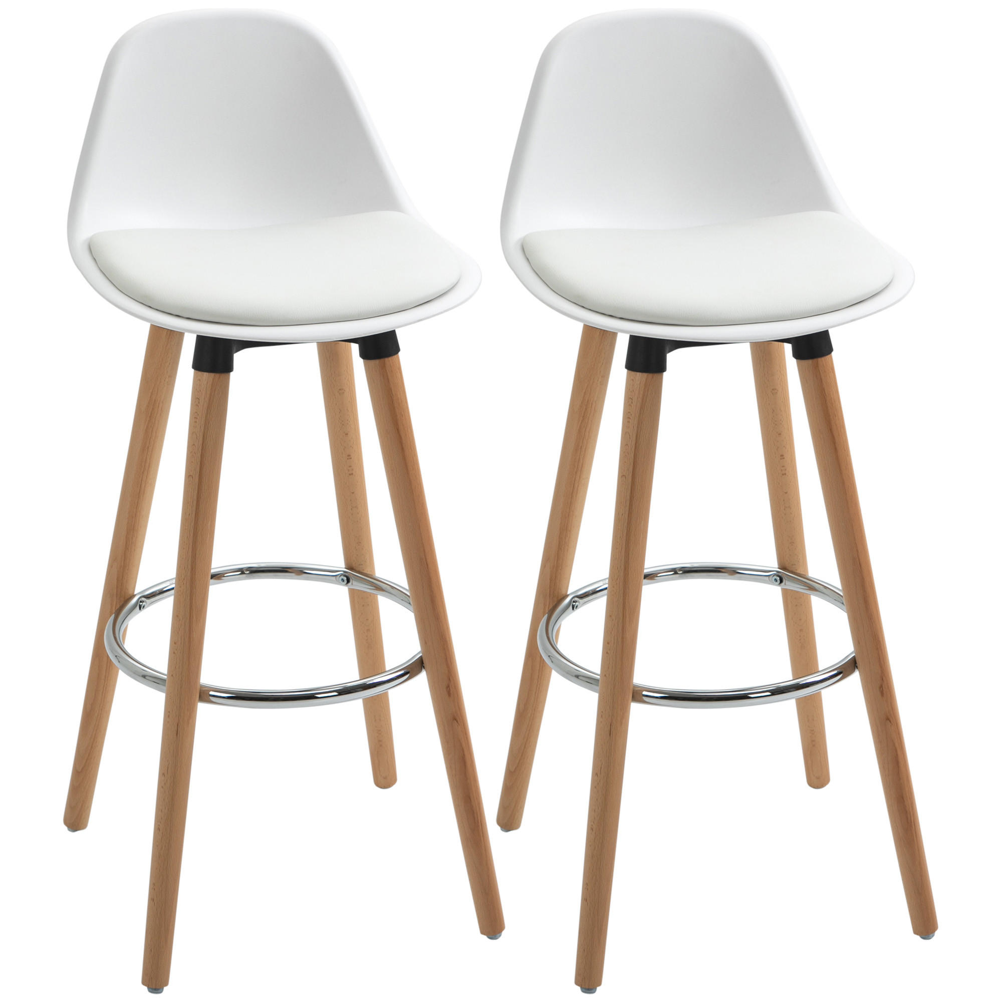 BARHOCKER 2er-Set Weiß 43.0/43.0/91.0 cm - Weiß, Leder (43/91/43cm)