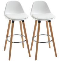 BARHOCKER 2er-Set Weiß 43.0/43.0/91.0 cm - Weiß, Leder (43/91/43cm)