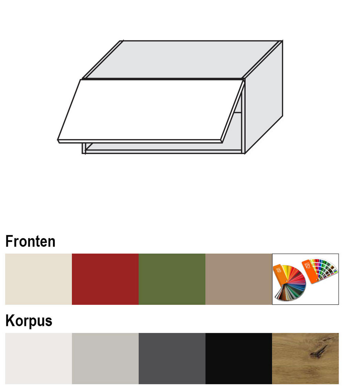 KLAPPHÄNGESCHRANK Brerra W4B/80 Lava / RAL 6025 farngrün Matt 80 / 32,5 / 36cm mit Blum Aventos Klappenbeschlag - Dunkelgrau/Grün, Holz/Holzwerkstoff (80/36/32.5cm) - Feldmann-Wohnen