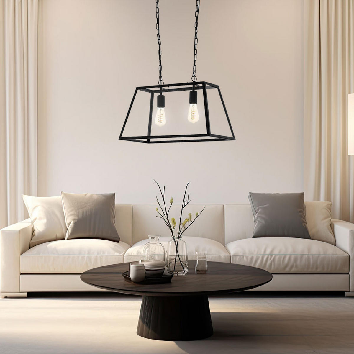 HÄNGELEUCHTE AMESBURY Stahl Schwarz - Schwarz, Glas (57/30/110cm)