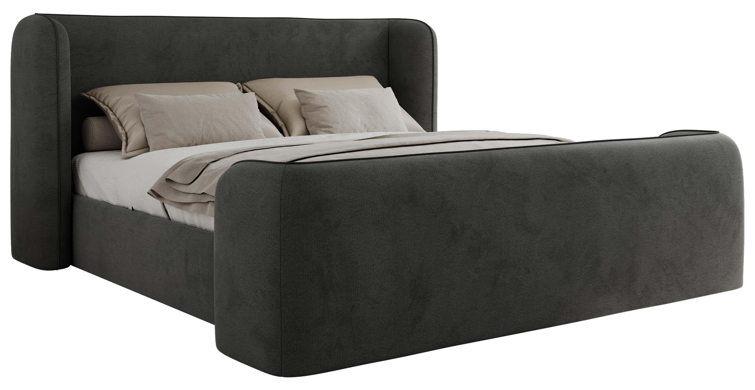 POLSTERBETT EMORA CLASSIC DUO 160/200 - Dunkelgrau Velvet - Multipocket-Matratze - Dunkelgrau, Textil (160/200cm) - MKS