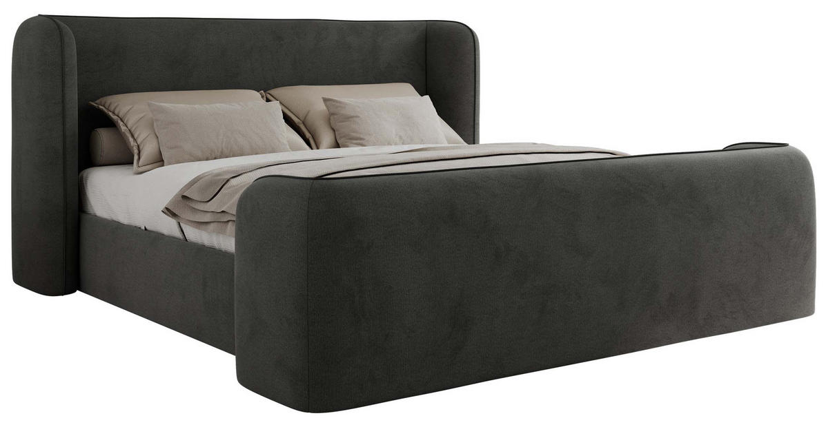 POLSTERBETT EMORA CLASSIC DUO 140/200 - Dunkelgrau Velvet - Schaum-Matratze - Dunkelgrau, Textil (140/200cm) - MKS