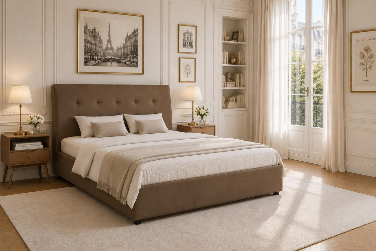 POLSTERBETT mit Bettkasten und Matratze SOLIS, Braun, 180x200 cm - Braun, Textil (180/200cm) - KS Home Concept