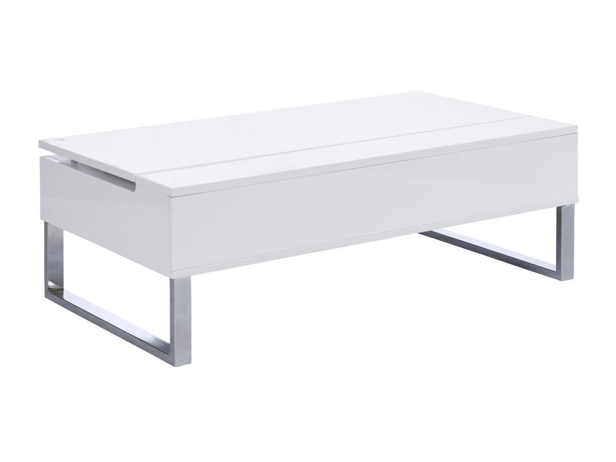 COUCHTISCH höhenverstellbar - MDF & Metall - Weiß lackiert - SECALI - Weiß, Holz (110/60/38cm) - Vente-Unique