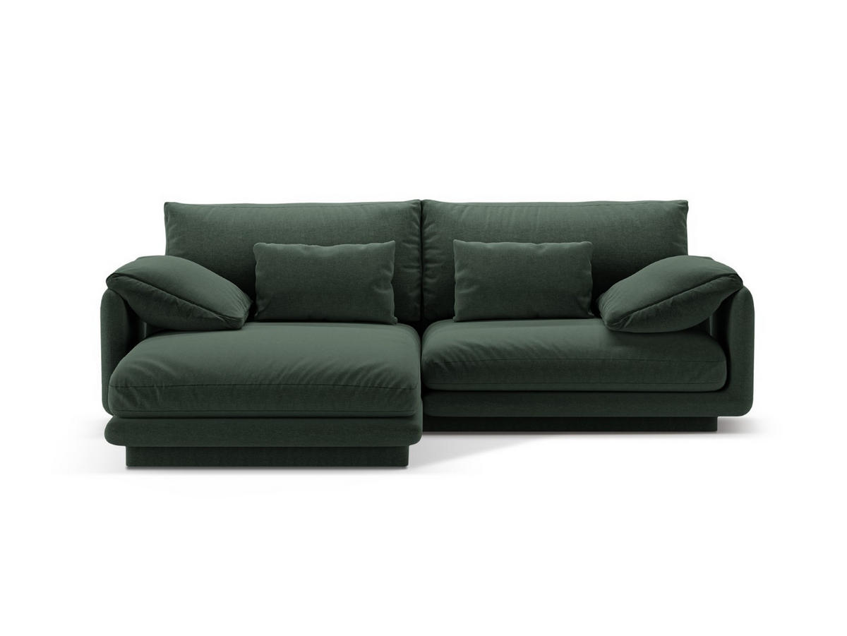 ECKSOFA links Torino aus strukturiertem Stoff moosgrün 3 Sitzplätze - Salbeigrün, Textil (170/220cm) - Micadoni