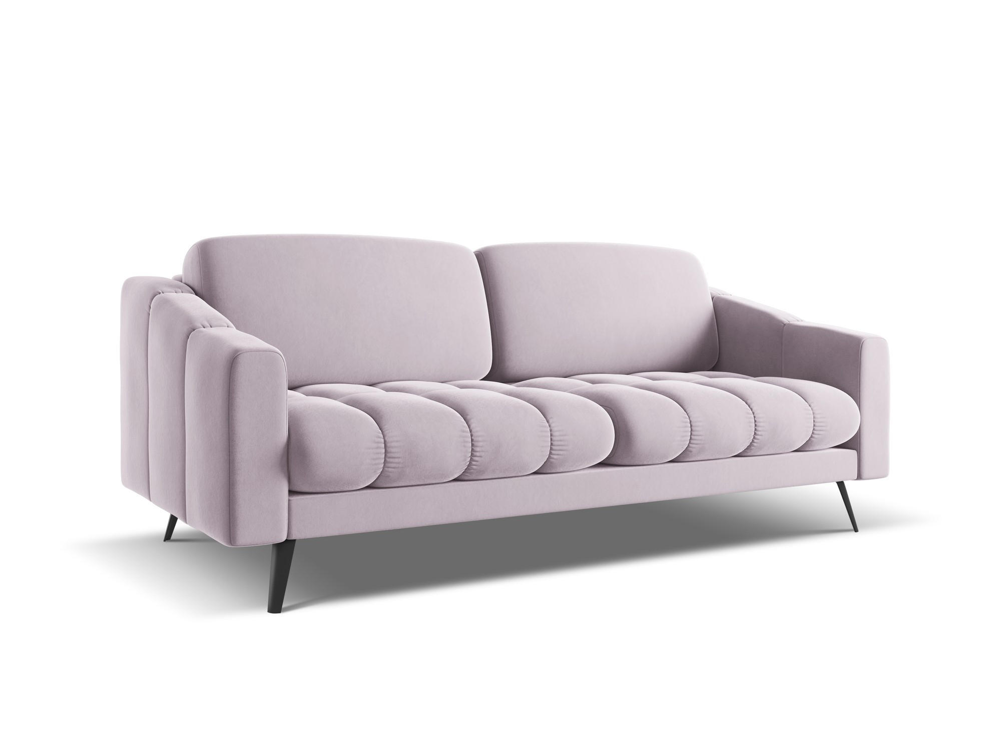 3-SITZER SOFA Samt Stoff Violett - Lila/Flieder, Textil/Metall (202/80/95cm) - Makamii