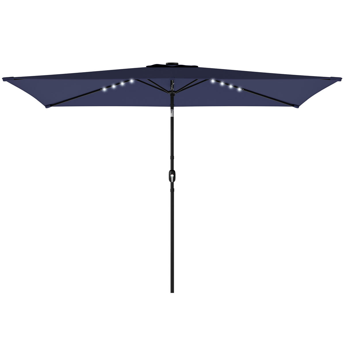 SONNENSCHIRM DE-05639 LED Solar, knickbar mit Kurbel Marineblau - Blau, Metall (198/289cm) - ComfortXL