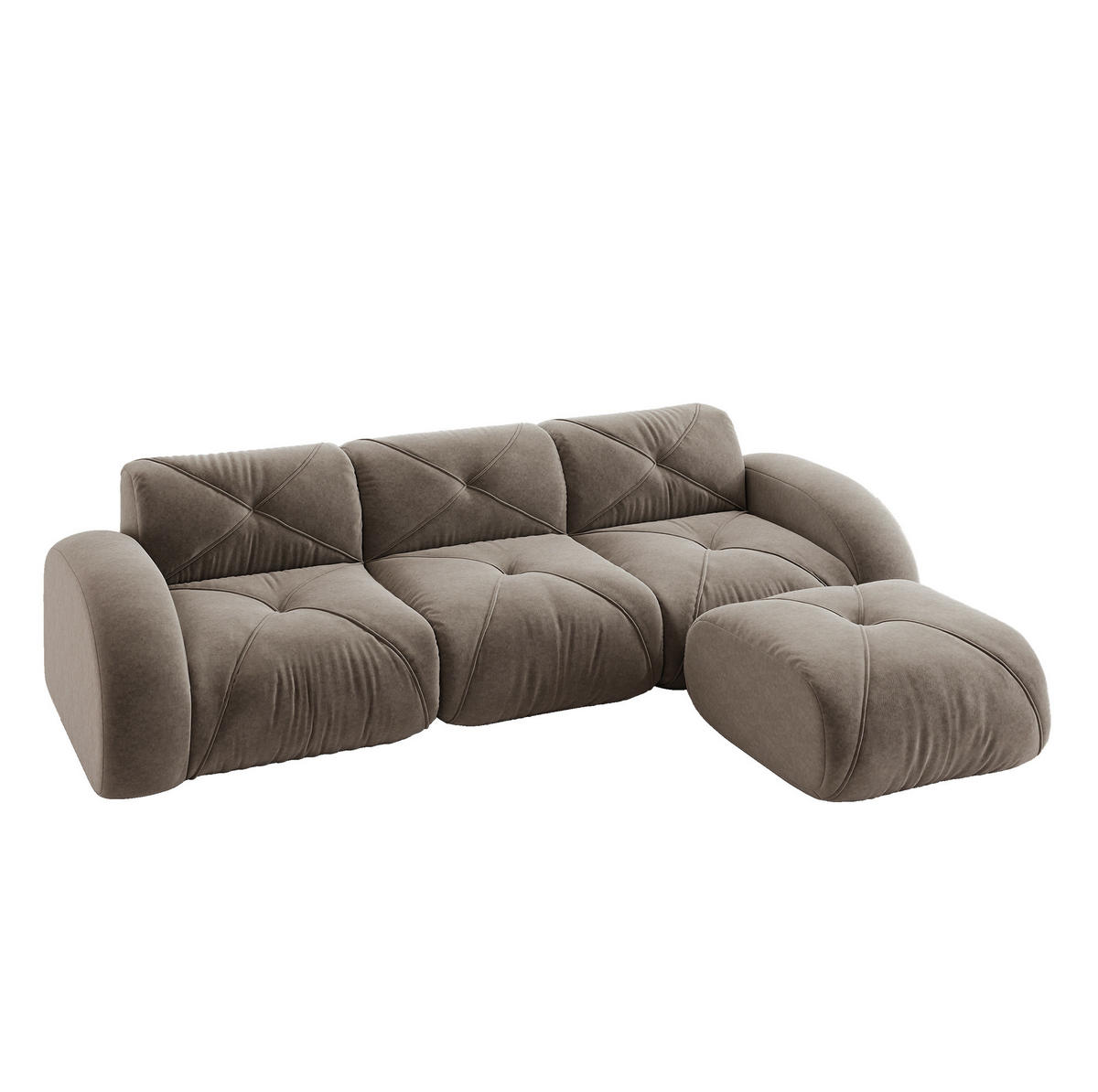 ECKSOFA 281/171/76 cm modular taupe aus Chenille rahmenlos und flexibel - Taupe, Textil (171/281cm) - OKWISH