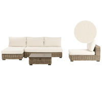 LOUNGE-SET 4-Sitzer Weiß Varallo - Weiß/Grau, Naturmaterialien - Beliani