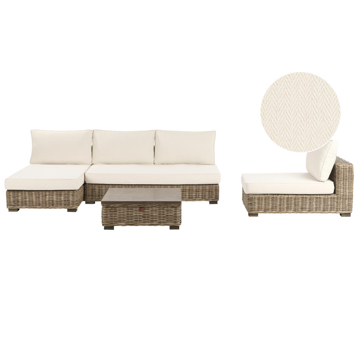 LOUNGE-SET 4-Sitzer Weiß Varallo - Weiß/Grau, Naturmaterialien - Beliani