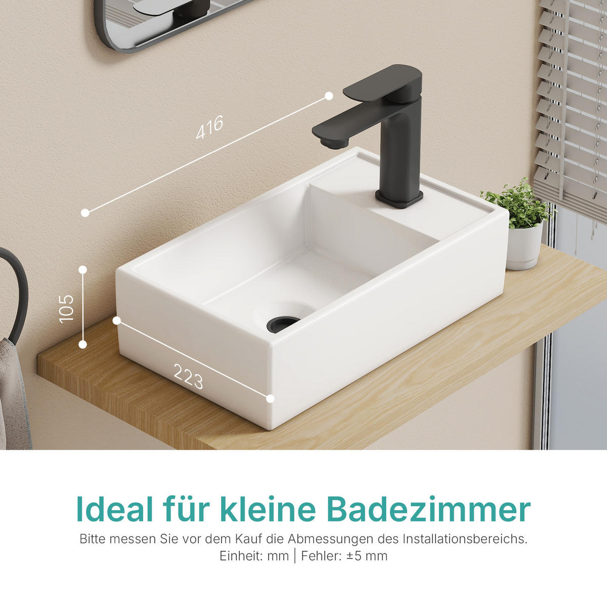WASCHBECKEN Keramik Aufsatzbecken 41 / 22 / 10 cm - Weiß, Keramik (22/10/41cm) - EMKE