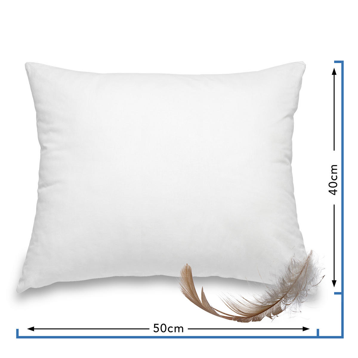 FEDERKISSEN 100% Federn 40/50 cm Bezug aus 100% Baumwolle - Weiß, Textil (50/40cm) - wometo