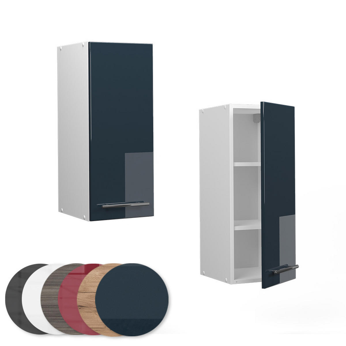 VĚŠÁK NA STĚNU Fame-Line Tmavě modrá s vysokým leskem - bílá/tmavě modrá, kompozitní dřevo (30/72/34.1cm) - Vicco