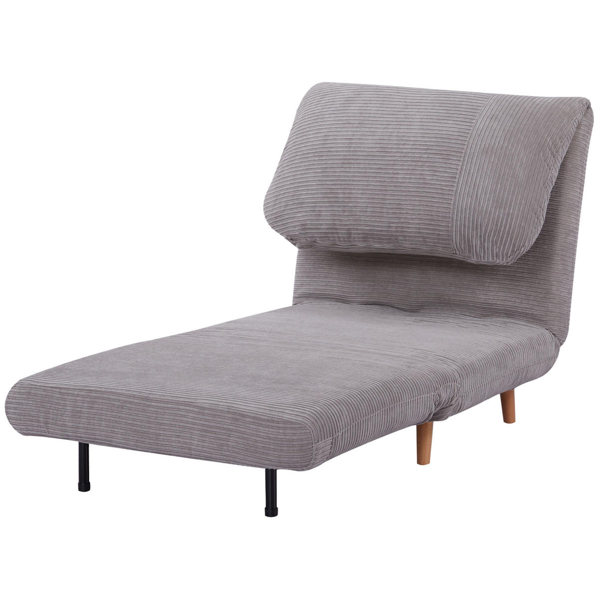 SCHLAFSESSEL 2-in-1 DE-08262 mit verstellbarer Kopfstütze Grau - Hellgrau, Textil (87/89/82cm) - ComfortXL