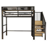 HOCHBETT 90/200 cm Schwarz aus MDF und Metall mit Sicherheitsleiter - Schwarz, Metall (90/200cm) - OKMYHOME