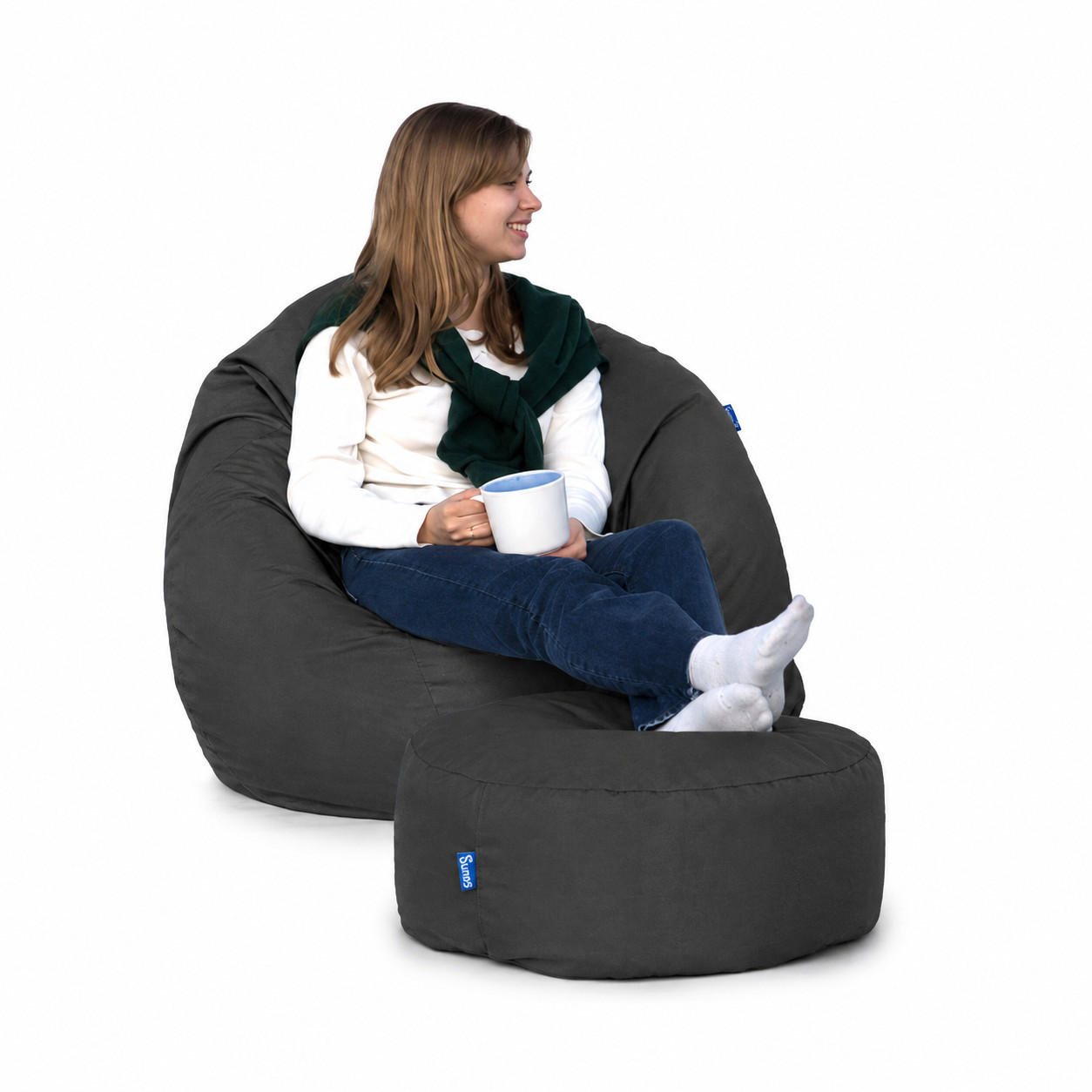 Bruni Sitzsack Grau, Grau 90x90x90 cm