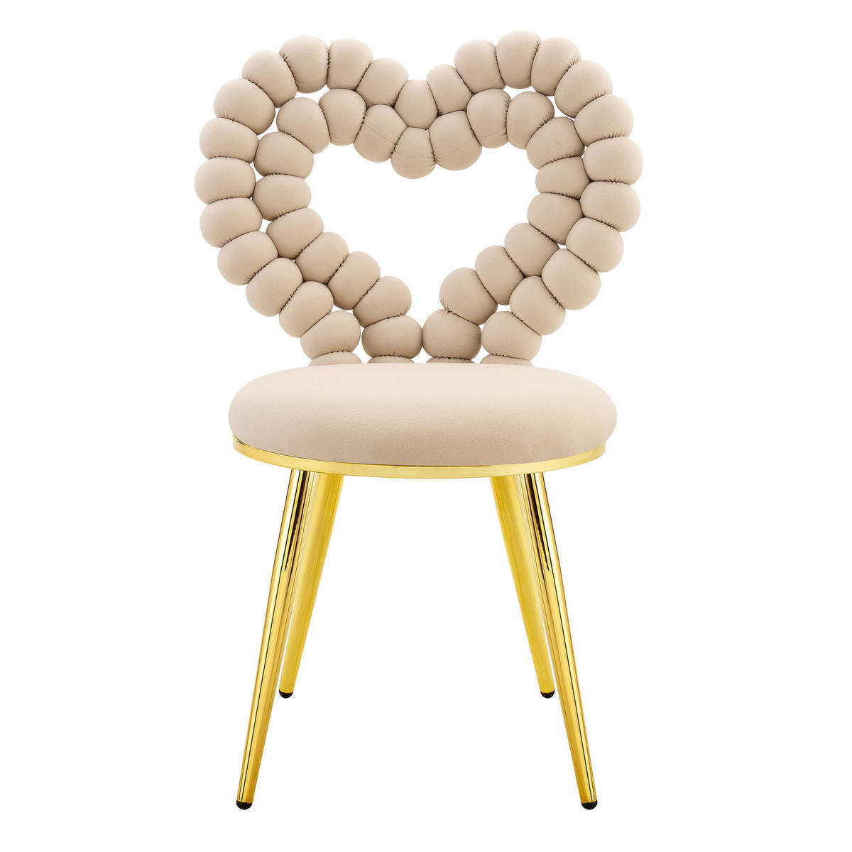 STUHL-SET DE-36761 2 Stück mit herzförmiger Kugelketten-Rückenlehne Hellbeige - Beige, Metall (54/81/44cm) - ComfortXL