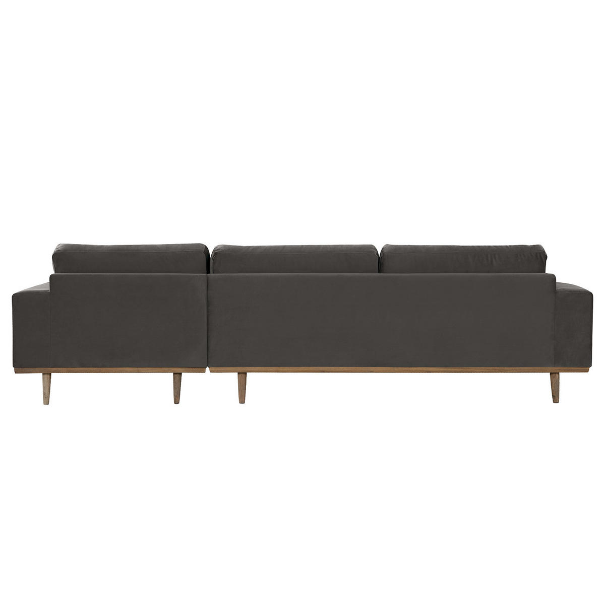 ECKSOFA mit Longchair - Eichefarben/Dunkelgrau, Eichenholz/Textil (281/153cm) - home24