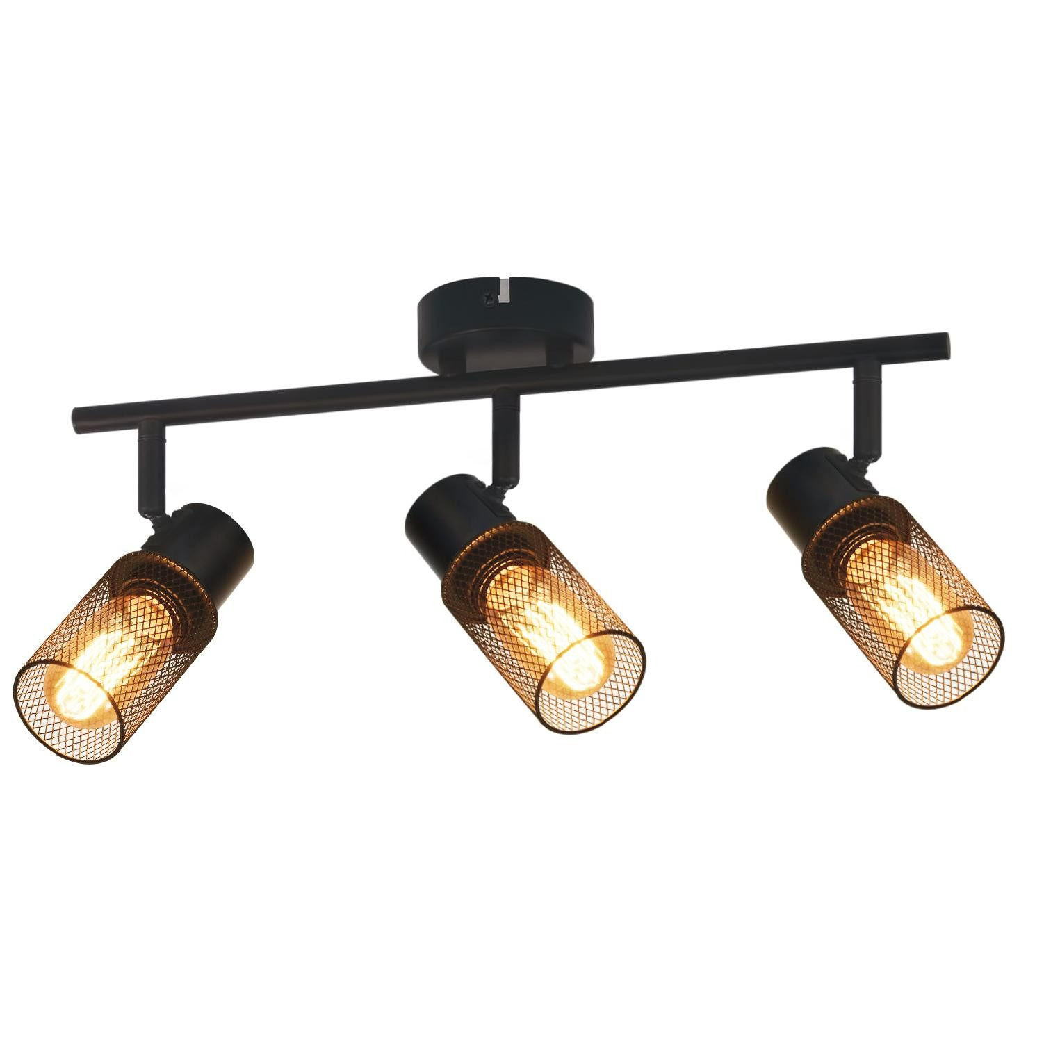 DECKENLEUCHTE Absicht 3-flammig 48/16/21 cm - Schwarz, Metall (48/16/21cm) - ZMH